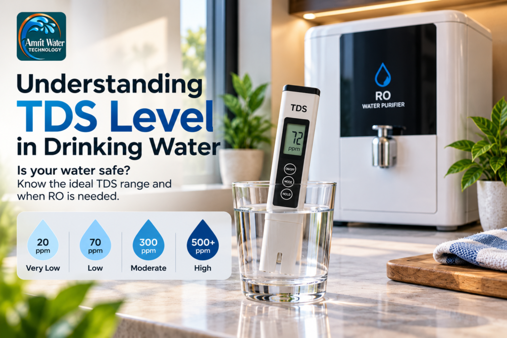 Understanding TDS levels in drinking water with a digital TDS meter and RO water purifier – Amrit Water Technology.